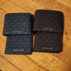 Michael Kors Men's Black Or Blue Wallet Set